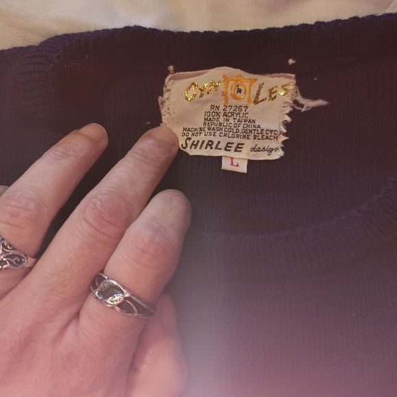 Vintage 60s Cyn Les Shirlee Designs Sweater Large Hearts Ballons Kitsch - Picture 6 of 6